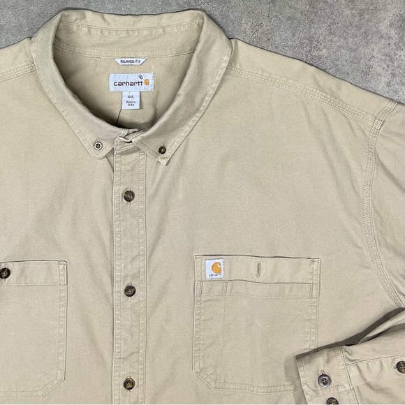 Carhartt Canvas Long Sleeve Button Down Relaxed Fit Work Shirt - Picture 2 of 9